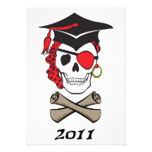 Red Pirate Graduation Invite