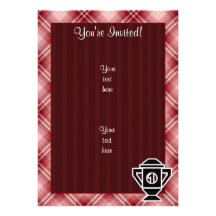 Red Plaid 1st Place Trophy Custom Invitation
