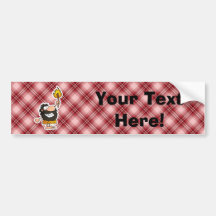 Red Plaid Cartoon Caveman Bumper Sticker