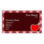 Red Plaid Cupid Heart & Arrow Business Card Template