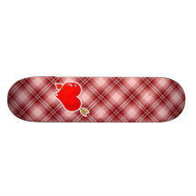 Red Plaid Cupid Heart & Arrow Skate Boards