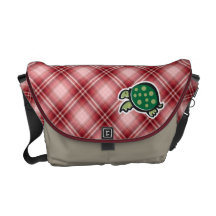 Red Plaid Cute Turtle Courier Bags