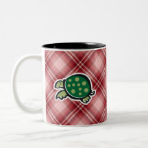 Red Plaid Cute Turtle Mug