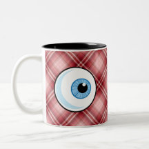 Red Plaid Eyeball Mug