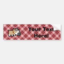 Red Plaid Grumpy Dog Bumper Stickers