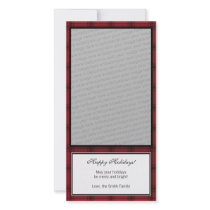 Red Plaid Happy Holidays Vertical Photo Card