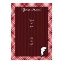 Red Plaid Lightning Bolt Invitation