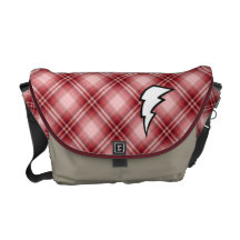 Red Plaid Lightning Bolt Messenger Bags
