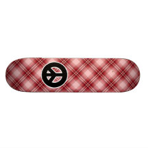 Red Plaid Peace Sign Skateboard