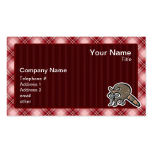 Red Plaid Raccoon Business Card Template