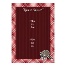 Red Plaid Raccoon Personalized Invitations