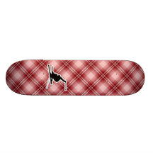 Red Plaid Snow Skiing Custom Skateboard