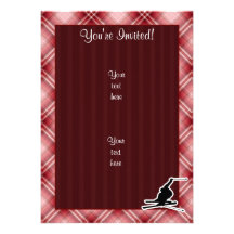 Red Plaid Snow Skiing Invite