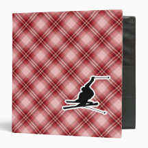 Red Plaid Snow Skiing Vinyl Binder