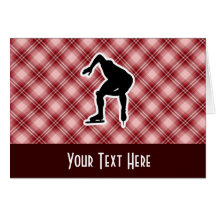 Red Plaid Speed Skater Greeting Cards