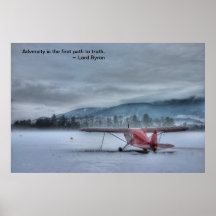 Red Plane in Winter: Byron Adversity Quote Poster