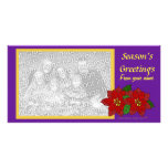 Red Poinsettia Photo Card Template (purple gold)