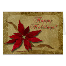 Red Poinsettias Gold Greeting Card
