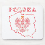 Red Polska Map With Eagle Mouse Pads