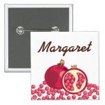 Red pomegranates seeds name badge buttons