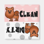 Red Pomeranian Clean Dirty Dishwasher Magnet