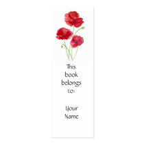 Red Poppies, Floral, Calendar  Book Mark Business Card