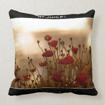 Red Poppies Floral Photography Pillow