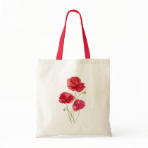 Red Poppies - Watercolor Tote Bag