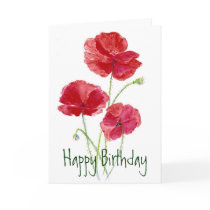 Red Poppies - Watercolor Card