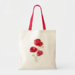 Red Poppies - Watercolor Tote Bag