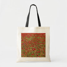Red poppy field, Portugal  flowers Canvas Bags