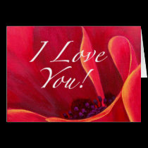 Red Poppy Flower Love Greetings cards
