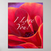 Red Poppy Flower Love Greetings Poster