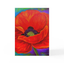 Red Poppy Flower Painting - Multi Cards