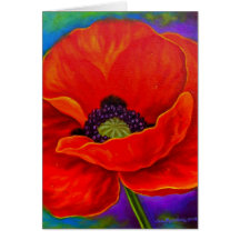 Red Poppy Flower Painting - Multi Cards
