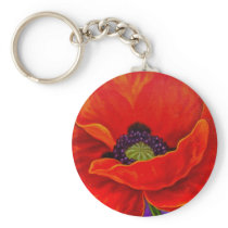 Red Poppy Flower Painting - Multi Keychains