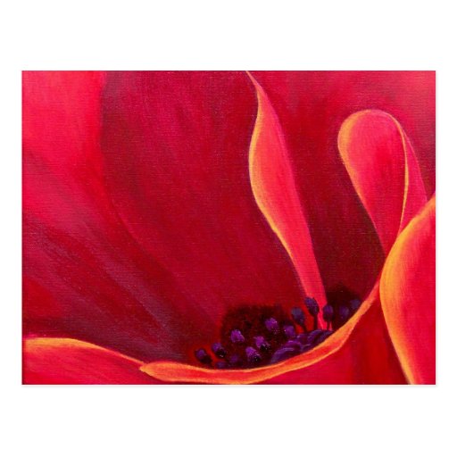 Red Poppy Flower Painting - Multi Postcard