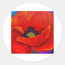 Red Poppy Flower Painting - Multi Sticker
