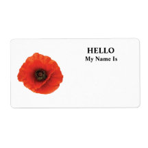 Red Poppy Personalised Shipping Label