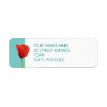 Red Poppy teal Return Address Label