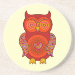 Red Psychedelic Owl Coaster