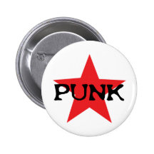 red punk star pinback button