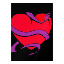 red purple love heart custom invites