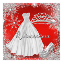 Red Quinceanera 15th Elite Elegant Birthday Party Custom Invite