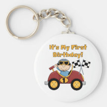 Red Race Car 1st Birthday Tshirts and Gifts Key Chains