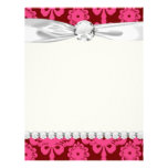 red raspberry and brown mod damask personalized letterhead