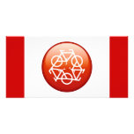 Red recycle symbol photo cards