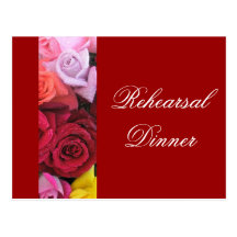 Red Rehearsal Dinner Rose Wedding Postcards