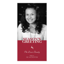 Red reindeer elegant chic Christmas holiday custom Photo Greeting Card