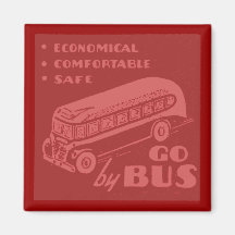 Red Retro Bus Magnet